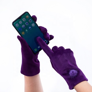 Venta caliente señoras púrpura Mies terciopelo tela pantalla táctil guantes de invierno - Product Image 2