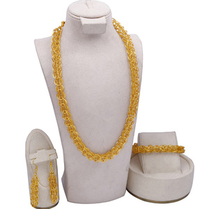 Italienisches Goldschmuck set 24 Karat vergoldet <span class=keywords><strong>Saudi</strong></span>-Arabien Schmuck Sets Halsring Armband für Frauen 18 Karat vergoldet - Product Image 1