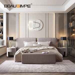 Cama King Size para Dormitorio, Doble, Personalizada, Moderna, de Cuero Italiano, el Mejor Juego de Dormitorios, Vogue, Pantalla Ancha, Estructura de Cama de Lujo de Alta Gama - Product Image 1