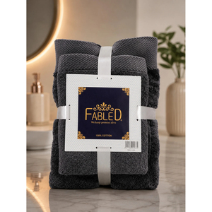 Dark Gray Bath <b>Towels</b> <b>Set</b> Solid Color Rectangle Home Use Machine Wash Woven - Product Image 3
