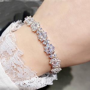 Novas Mulheres Cubic Zircon Jóias Grande Flor zircão Pulseiras Bangles Acessórios Do Casamento Lady <span class=keywords><strong>Promise</strong></span> Bijou - Product Image 3