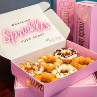 Boîte à donuts rose pliable personnalisée, 6 ou 4 emplacements, avec logo doré, pour emporter, qualité alimentaire, emballage pour pâtisserie et desserts