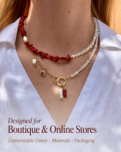 Collier personnalisé à faible MOQ en acier inoxydable plaqué or avec perles baroques d'eau douce et breloque pour les marques DTC <span class=keywords><strong>de</strong></span> <span class=keywords><strong>bijoux</strong></span> - Product Image 3