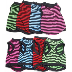 Rompi kucing musim panas mewah langsung dari pabrik kaus hewan peliharaan anjing baju anak anjing kecil multi warna bergaris - Product Image 1