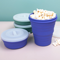 Vente en gros d'usine, pop-corn en silicone pliable pour micro-ondes, seau à pop-corn en silicone pliable