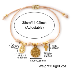 Pulsera de Medalla Católica Go2boho, Pulsera de Oración con Cordón Ajustable con Dijes de la Virgen María y una Pequeña Cruz <span class=keywords><strong>para</strong></span> <span class=keywords><strong>Mujer</strong></span> - Product Image 6