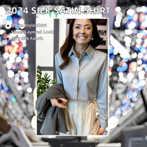 Chemise en satin à manches longues pour femme, nouvelle collection printemps 2024, style Hong Kong, col montant léger pour l'automne - Product Image 2
