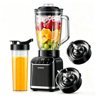 Blender de comptoir 1200W pour smoothies et milkshakes avec pot en verre de 52 oz, pour la préparation de milkshakes, blender de comptoir haute vitesse