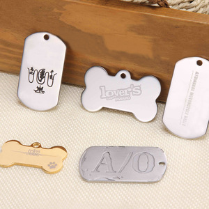 Vòng cổ Keychain Châu Âu Mỹ thép không gỉ Dog Tag titan thép TAG Mặt dây chuyền kim loại Pet danh sách hình dạng xương - Product Image 4
