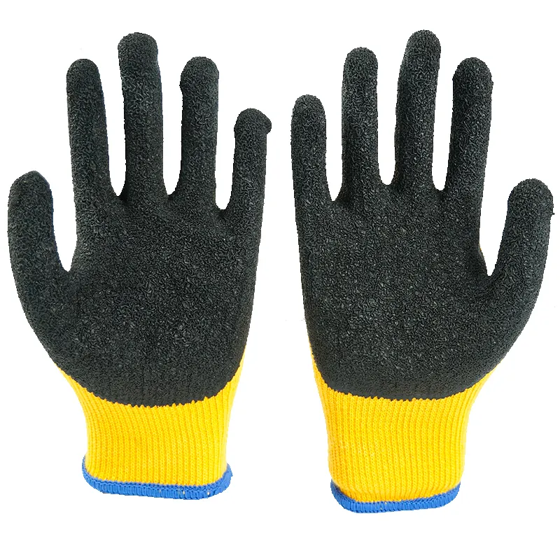 Hoge Kwaliteit Polyester Latex Gecoat Crinkle Werk Veiligheid Handschoenen Online Winkelen Latex Veiligheid Werkhandschoenen