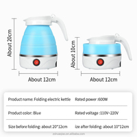 Bouilloire électrique portable en acier inoxydable avec arrêt automatique, capacité de 0,6 L, design pliable et compact pour une utilisation domestique et en extérieur