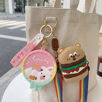 Porte-monnaie en silicone motif chat aux grands yeux avec logo personnalisé, sac bandoulière pour enfants motif citron, porte-clés, sac de rangement pour écouteurs et cartes