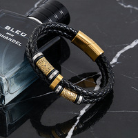 Nouveau Bracelet Homme Vintage en Acier Inoxydable Électroplaqué, Style Européen et Américain, Double, Tendance et Original