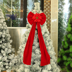Christmas Velvet Oversized Bow <b>Tree</b> Decoration 20 X 15 Inch Red For Christmas Wedding New Year Scene - Product Image 3