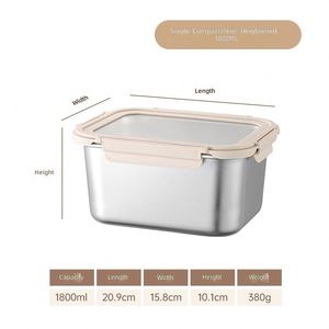 Rectangular Sealed 304 Stainless Steel Lunch <b>Box</b> with Glass Lid Buckle Silicone Ring Food Storage <b>Box</b> Depth Bento <b>Box</b> - Product Image 5