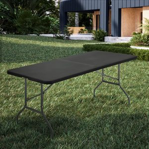 Factory Wholesale 6FT Popular Garden Patio Black <b>Rattan</b> Plastic Rectangular Folding <b>Table</b> for Events - Product Image 6