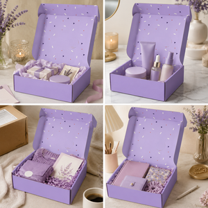 Purple Rectangle Mailer <b>Box</b> With Confetti Pattern Four-Color Printing Recyclable Paperboard <b>Gift</b> Craft Packaging - Product Image 4