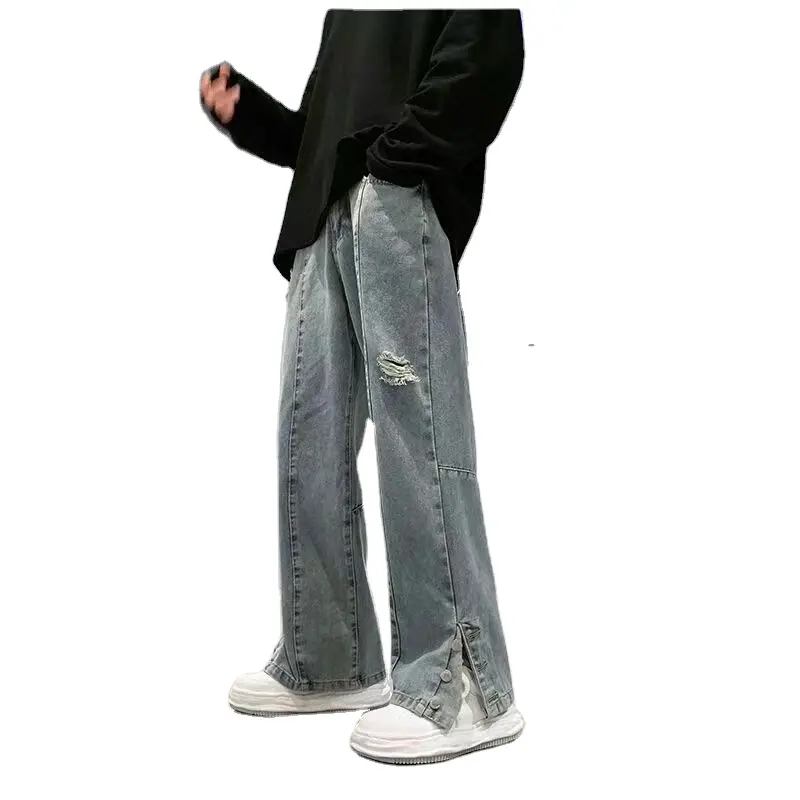 Jeans Denim grezzi da uomo cimosa non lavati di alta qualità indaco piccola quantità prezzo all'ingrosso stile cotone rosso OEM ODM Jeans