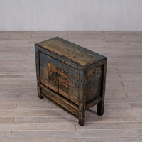Buffet laqué vieilli de style provincial français, meuble d'appoint de salon peint à la main