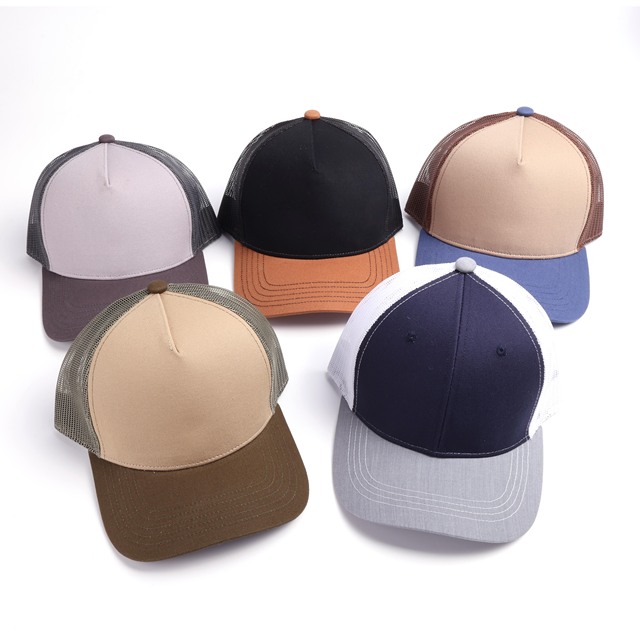 Color Match 5 Panel Trucker Cap Wholesale High Quality 6 Panel Sublimation Blank Cap Custom Patch Mesh Hip Hop Winter Trucker