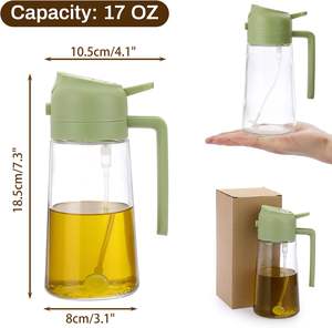 Gadgets de cuisine, bouteille pulvérisateur d'huile d'olive multifonctionnelle 2 en 1 en verre de qualité alimentaire écologique pour la cuisine - Product Image 2