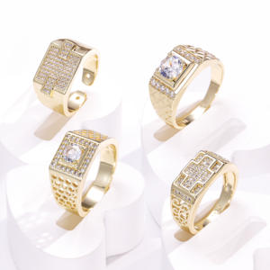 CM bijoux mode en gros haute qualité 14K plaqué <span class=keywords><strong>or</strong></span> zircone anneau Oro Laminado Anillos glace Hip Hop hommes mode anneaux - Product Image 1