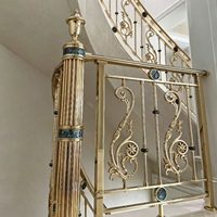 Système de balustrade d'escalier et de balcon intérieur en laiton et aluminium de style européen classique pour villa, facile à installer