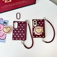 Étui de téléphone magnétique anti-chute en forme de cœur rouge cerise avec boucle latérale Mirror Shield, compatible avec Samsung Galaxy Z Fold 8