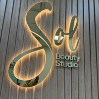 Lettres murales 3D personnalisées en or avec logo, enseigne métallique rétroéclairée par LED, enseigne commerciale LED pour bistrot et restaurant, lettres d'enseigne pour magasin