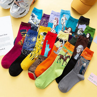 XIANGHUI 18 couleurs pas cher fou hommes drôle célèbre peinture Art Designer hommes chaussettes coloré coloré chaussettes hommes femmes