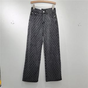 Shimaier nouveau dans les <span class=keywords><strong>vêtements</strong></span> pour femmes diamants Plaid jean droit 2025 printemps mode taille haute poches Denim pantalon <span class=keywords><strong>femme</strong></span> - Product Image 1