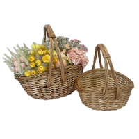 Vente chaude vide classique petit panier cadeau de nourriture de vacances rond paniers de rangement en osier de festival à poignée supérieure