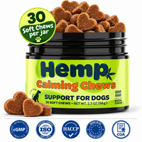 Friandises à mâcher apaisantes pour chiens avec mélange botanique de chanvre saveur bacon, pour la relaxation, le soutien anti-stress et le bien-être quotidien, 30 unités