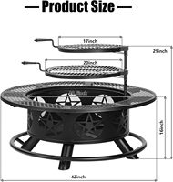 Brasero à bois avec 2 grilles pour l'extérieur, avec couvercle et pioche, table ronde en métal pour barbecue, idéal pour les fêtes sur la terrasse, emballage pour vente par correspondance