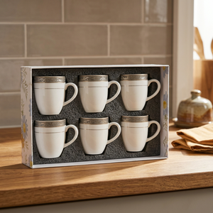 Luxurious Eco-Friendly <b>Ceramic</b> Tea Cups & Saucers <b>Mug</b> Set Customizable Logo for Home Offices & Tableware Use 300mm Diameter - Product Image 1
