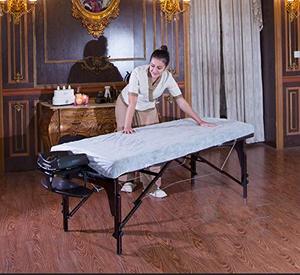 Draps de table de massage jetables non tissés, housse de lit <span class=keywords><strong>SPA</strong></span> respirante en tissu polypropylène 82'' x 35'', housses de lit - Product Image 3