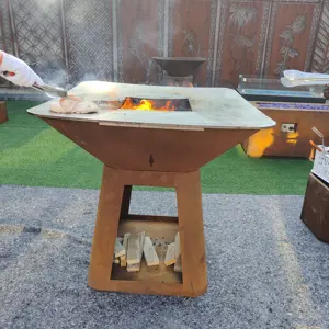 Outdoor Rust Corten Steel Grill Brasero Barbecue Grill/outdoor Charcoal Bbq Grill For Cooking