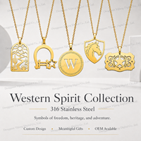 Pendentif Western en Acier Inoxydable 316, Motifs Cheval, Fer à Cheval, Étoile, Boucle – Bijou Personnalisé, Cadeau Significatif