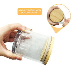 Offerta Speciale: Barattoli in <span class=keywords><strong>Vetro</strong></span> Trasparente da 7oz, 10oz, 14oz per Candele, Spessi e con Coperchi in Bambù - Product Image 1