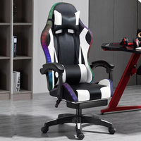 Chaise de sport économique en cuir PU blanc et noir de petite taille 610 pièces pour joueurs PC