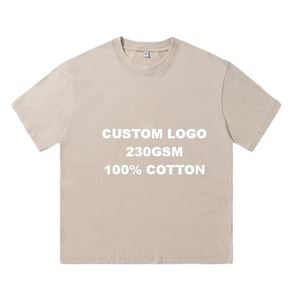 Camiseta de Manga Corta para Hombre y Mujer, 230 g/m², Logotipo Personalizado, 100% Algodón, Estilo Retro Lavado, Tejido Jersey, Corte Holgado, Impresión Digital - Product Image 1