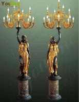 Sculpture en bronze, 4 nouveaux designs, décoration d'intérieur, statue de lampe sur pied