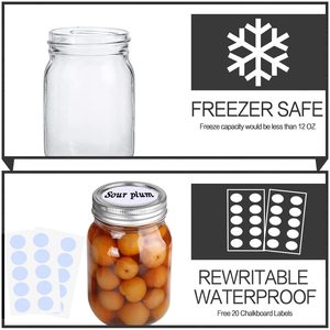 Custom 8 oz 16 oz 32 oz <b>Empty</b> Clear Wide Mouth Kitchen Canning Food Storage Lead-free Glass Mason <b>Jar</b> Lids Multifunction - Product Image 3
