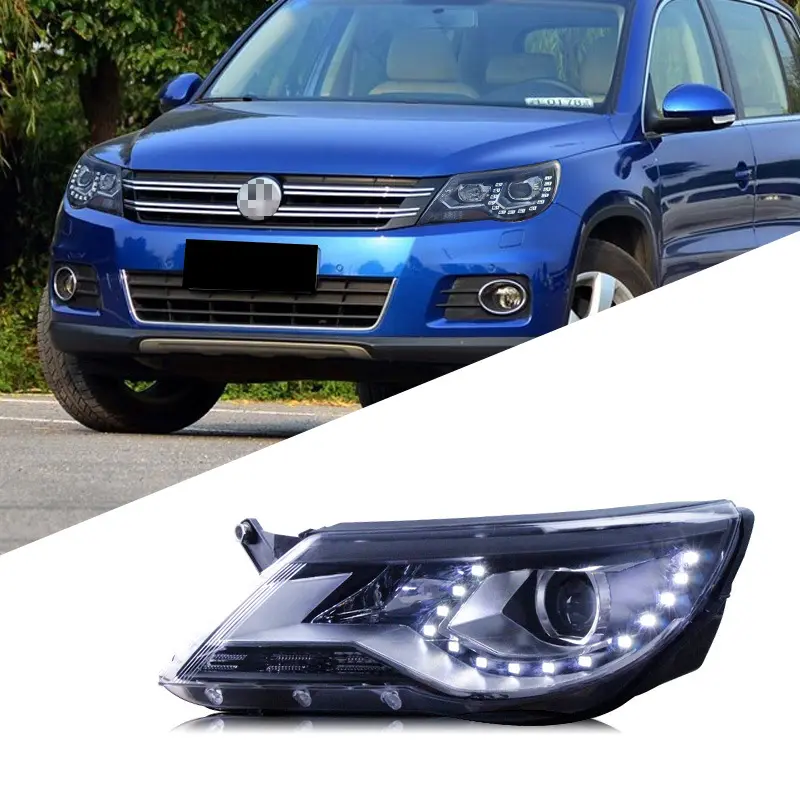 ใช้ได้กับชุดไฟหน้า Volkswagen 12 Tiguan ดัดแปลงไฟ LED ระดับไฮเอนด์ไฟวิ่งกลางวันแบบเลนส์คู่ไฟหน้าซีนอน