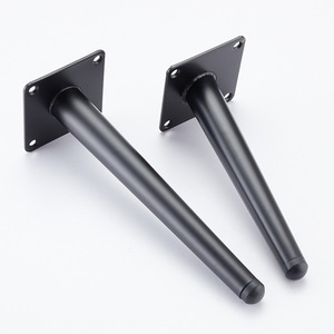 Furniture Leg Metal Conical Round Tube Feet <b>Black</b> 10cm To 72cm Heavy Duty Cabinet <b>Sofa</b> Coffee <b>Table</b> Support Industrial Design - Product Image 1