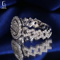 Anillo Halo con Moissanita Baguette de Esfera Redonda, Plata de Ley S925, Pasa el Test de Diamantes, Certificado GRA, para Hombre y Mujer