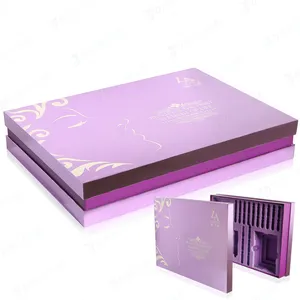 DF-Cajas de Regalo de papel de cartón para dama de honor, personalizadas, elegantes, moradas, para fiestas de boda, belleza magnética, a4
