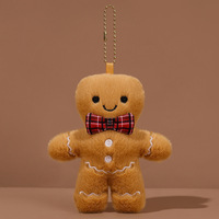 Porte-clés en peluche Bonhomme de pain d'épices en gros, adorable poupée de Noël, pendentif de sac, décoration suspendue pour rétroviseur de voiture, cadeau de vacances, breloque