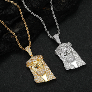 Caiooche Hot Bán Dây Xích Zircon Đá icedout Chúa Giêsu Mặt Dây Chuyền Chúa Giêsu Vòng Cổ Cho Phụ Nữ Người Đàn Ông Hip-Hop Đồ Trang Sức - Product Image 1