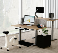 Bureau assis-debout électrique extensible à hauteur réglable avec panneau acoustique et rail de gestion des câbles